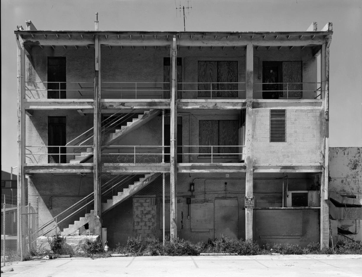 Rear stairs and balconies of the Dade Apartments, North Miami Avenue, Miami